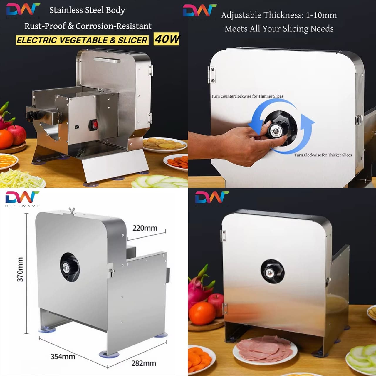Digiwave Automatic Electric Stainless steel Vegetable And Fruit Slicer machine